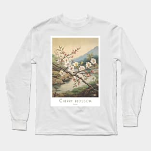 Vintage Retro Cherry Blossom Art Japan Long Sleeve T-Shirt